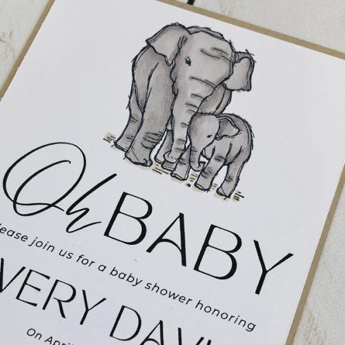 Avery elephant, single full size invitation