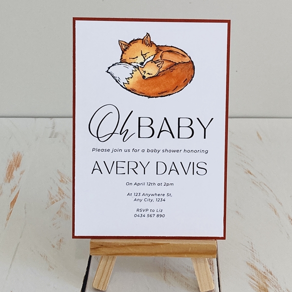 Avery fox, single full size invitation