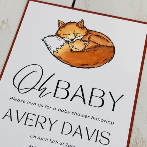 Avery fox, single full size invitation