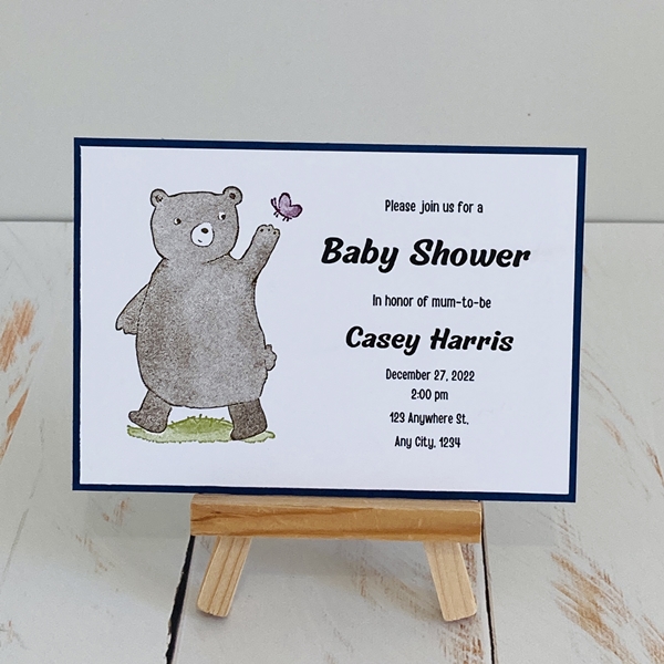Casey woodland bear single full size invitation