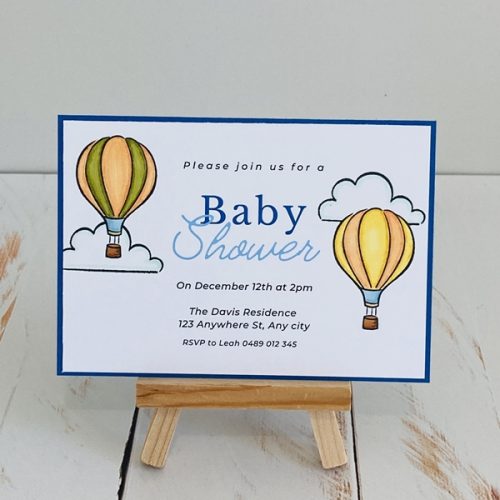 Leah hot air balloons, single full size invitation
