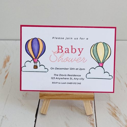 Leah hot air balloons, single full size invitation