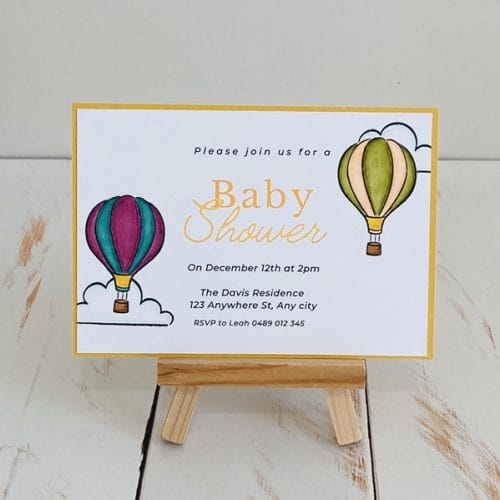 Leah hot air balloons, single full size invitation