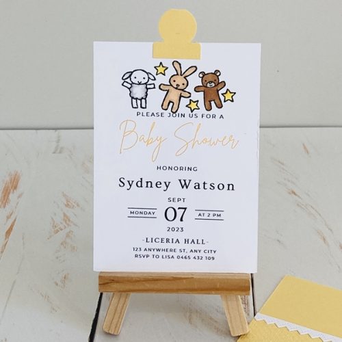 Sydney, single pocket size yellow invitation