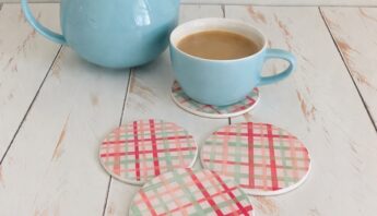 Plaid themed drink coasters, 4 coasters
