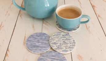 Fishing themed drink coasters, 4 coasters