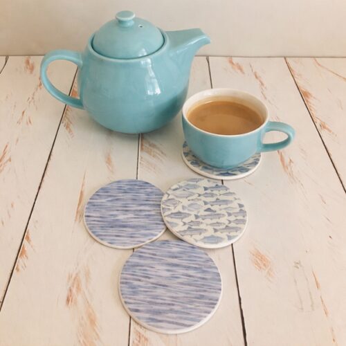 Fishing themed drink coasters, 4 coasters